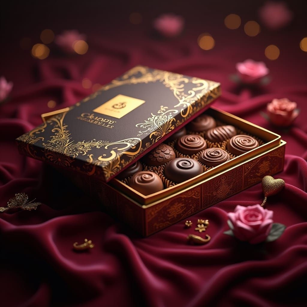 Luxurious Gourmet Chocolates in Ornate Setting