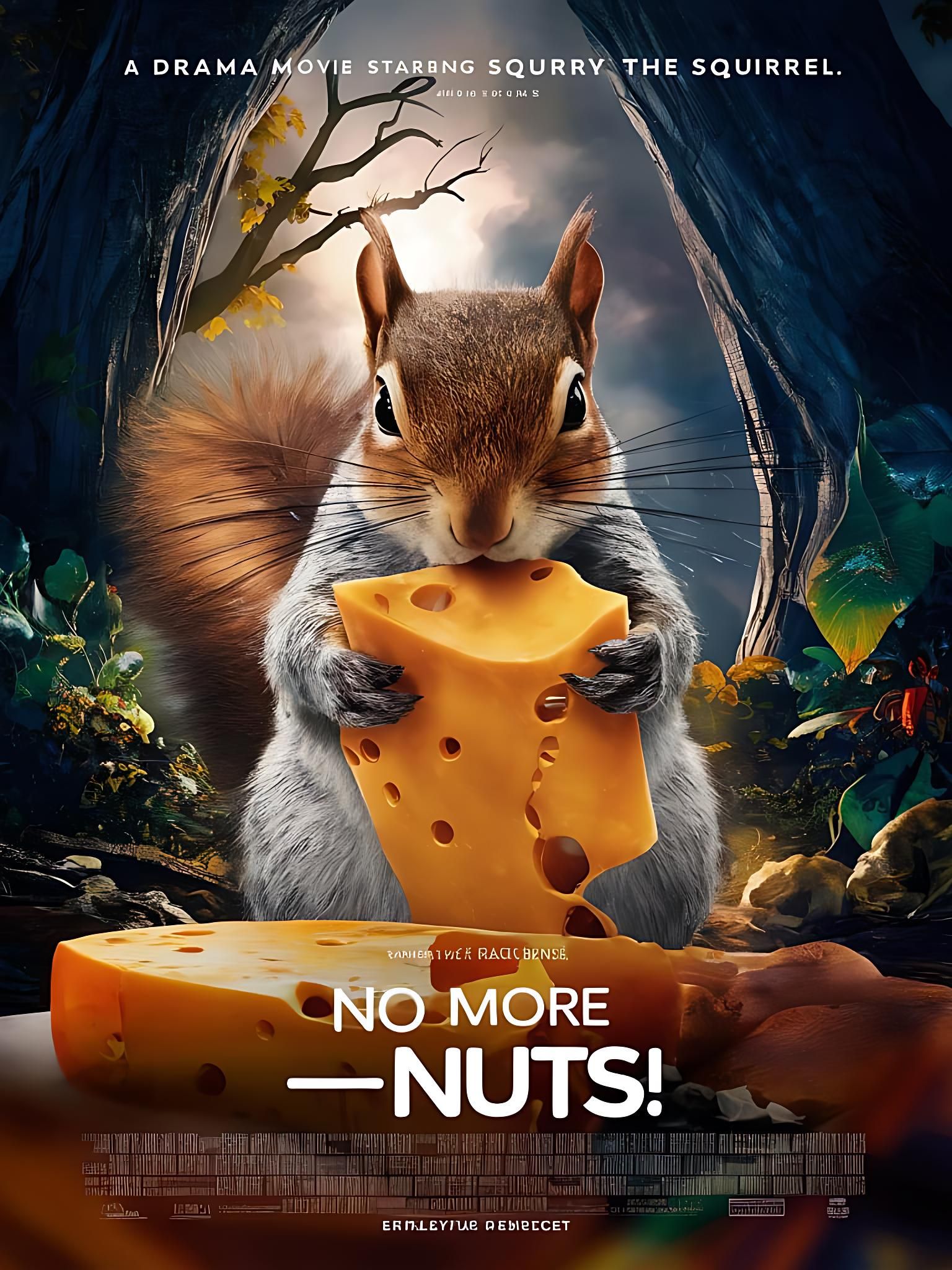 Squirrel Devours Cheese: A Dramatic Movie Poster