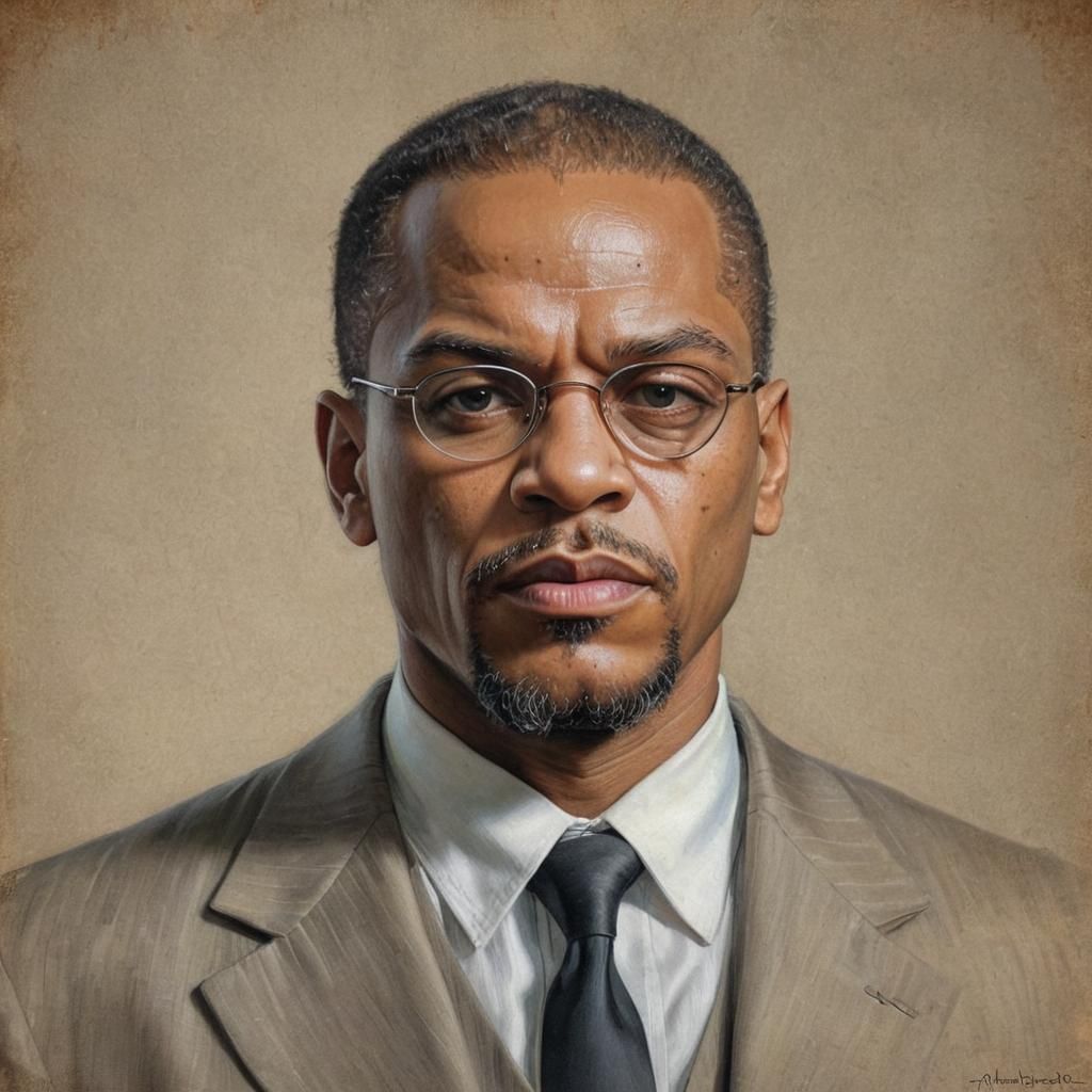 Malcolm X Portrait in Luis Royo Style
