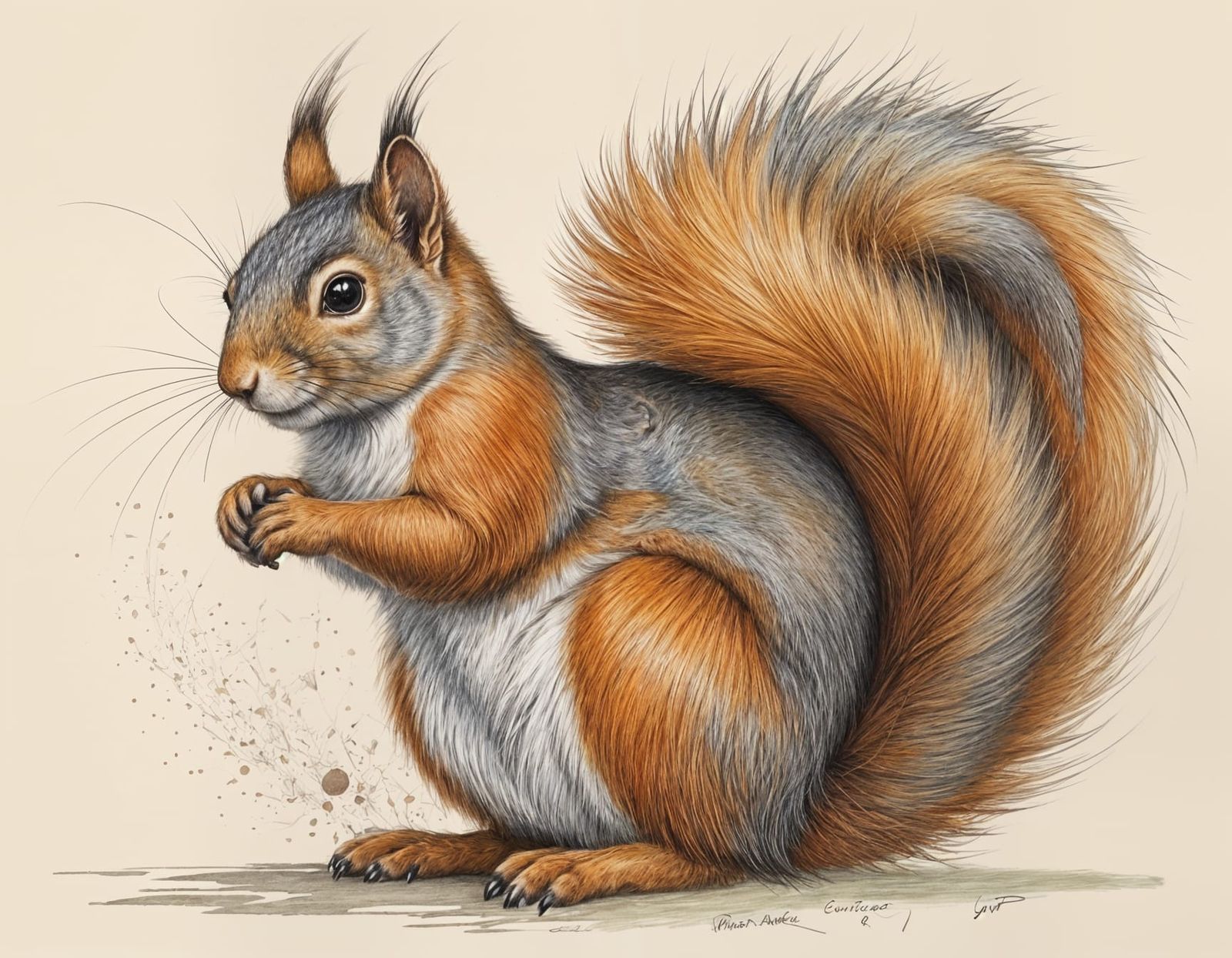 Art Deco Squirrel in Vibrant Colors