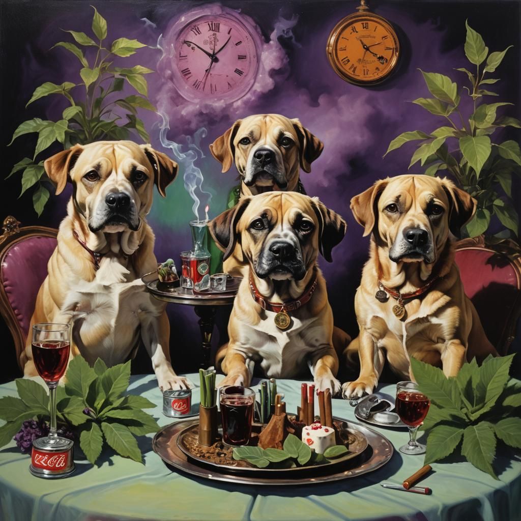 Dogs Enjoying Coca-Cola: A Surreal Dreamscape