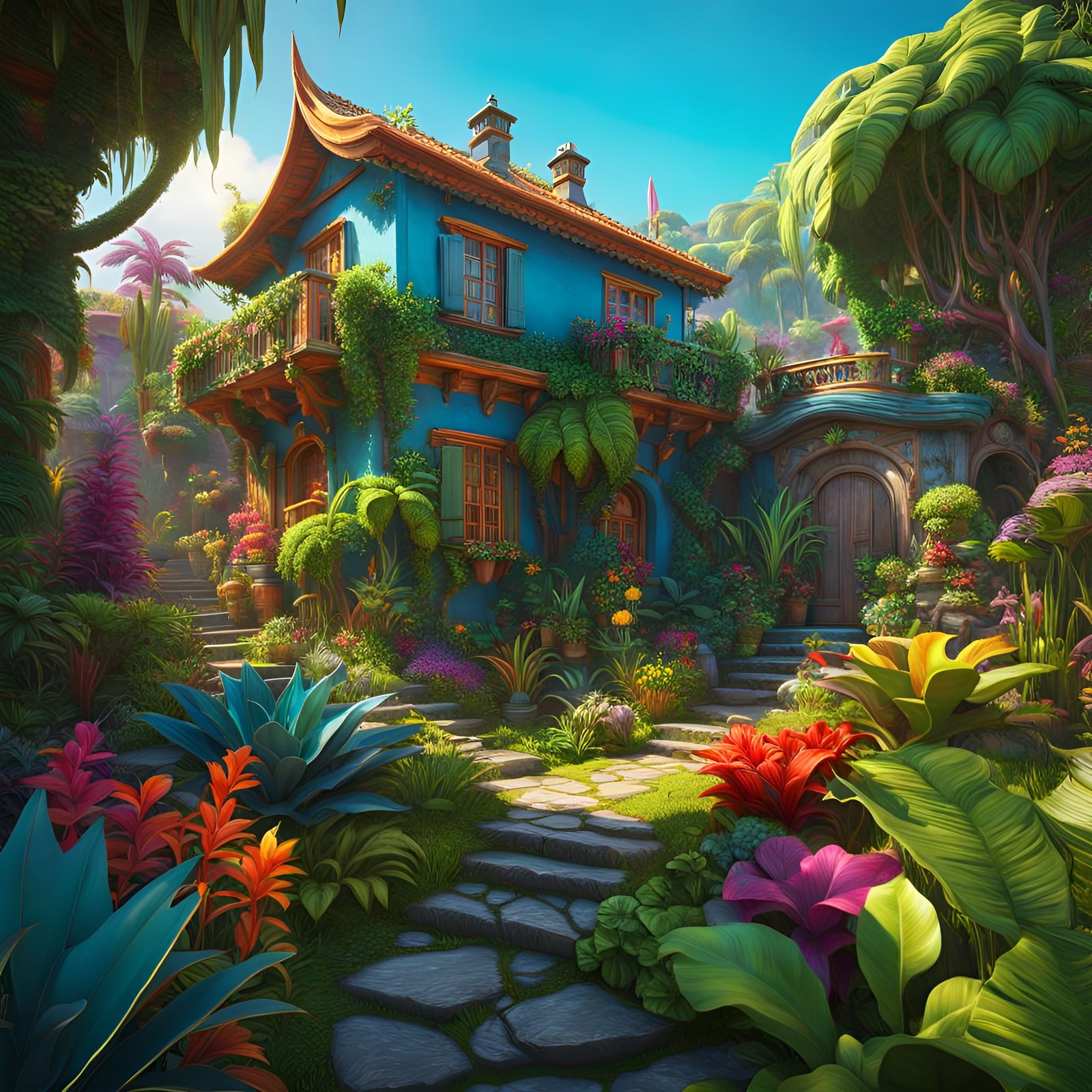 Hyperrealistic Elven House in Exotic Village