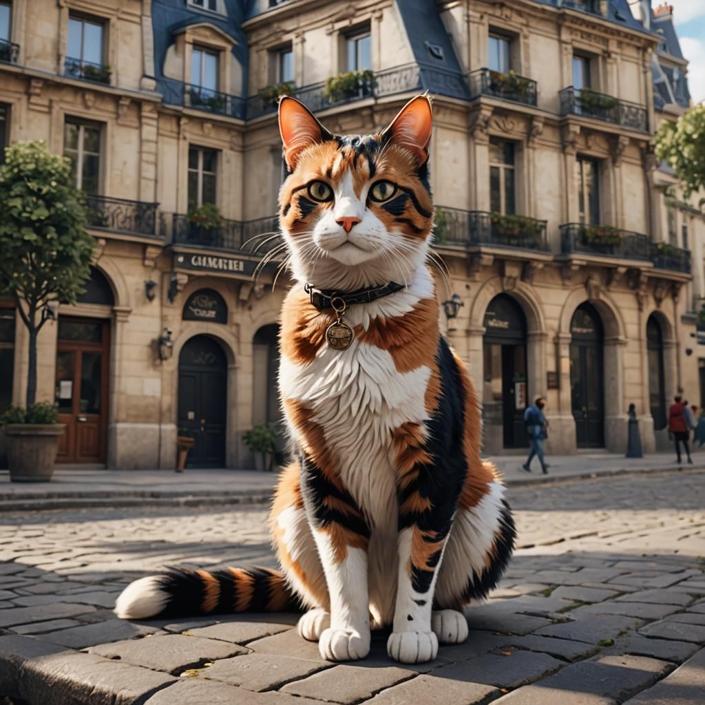 Calico Cat in Paris: 3D Game Cinematic Graphics