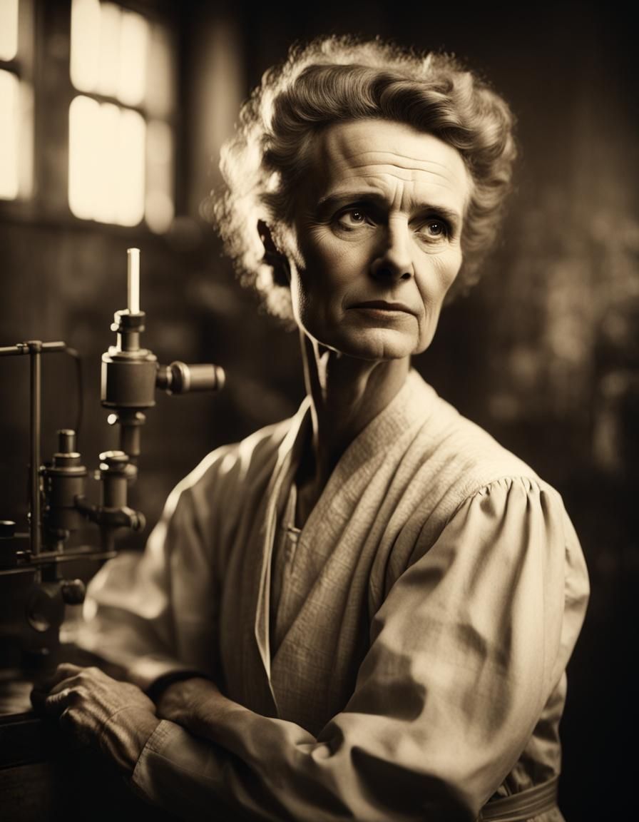 Marie Curie Portrait in Sepia Tones