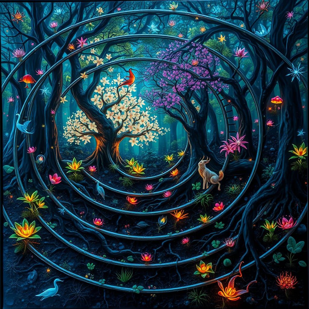 Dreamlike Chrome Labyrinth in Ethereal Light