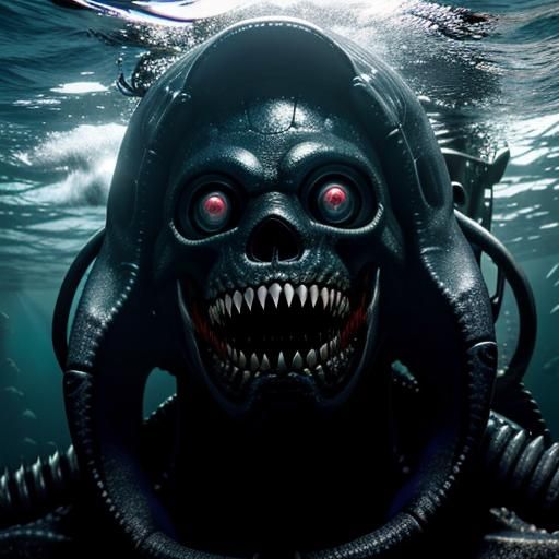 Bloop Cryptid Devouring Diver in the Pacific Ocean