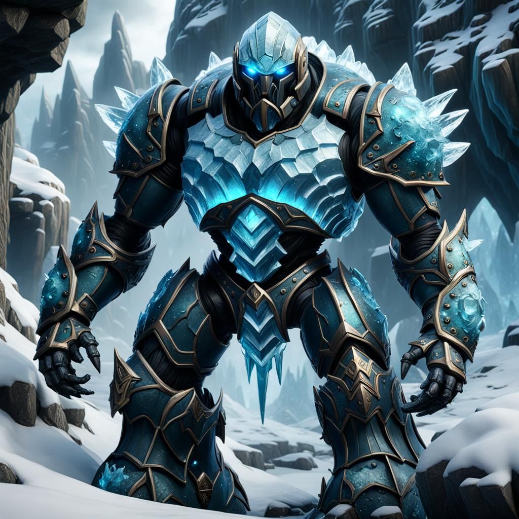 An ice golem, sculpted, a work of art, detailed matte painti...