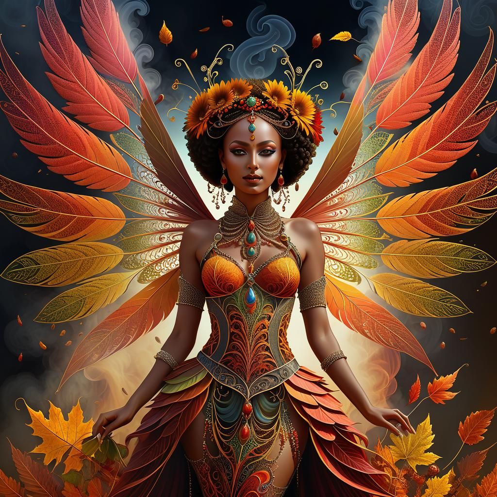 Stylized Autumn Fairy in Gothic Art Style