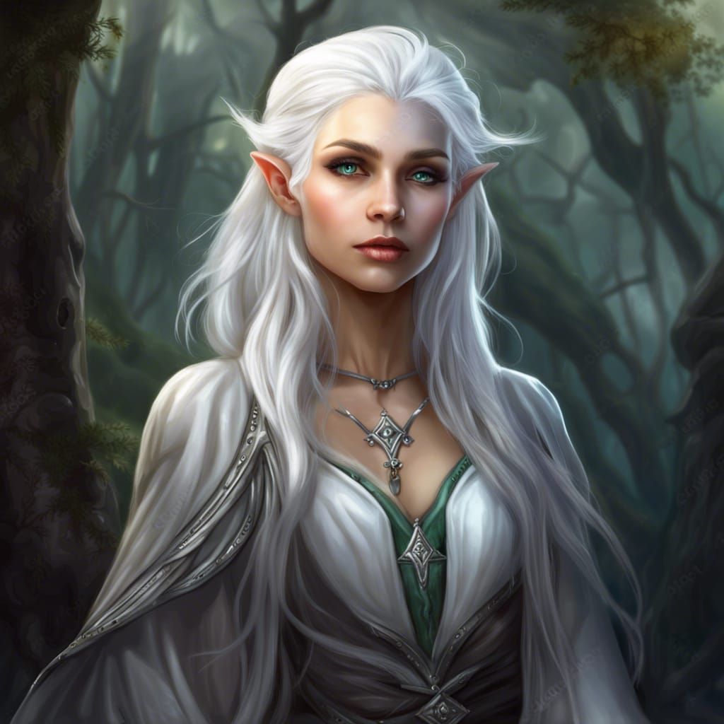 Elegant Silver Haired Elf Wizard Fantasy Art