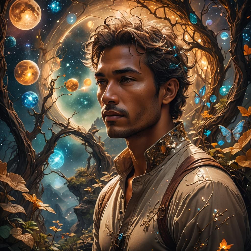 Ethereal Portrait in Space: a Surreal Fairytale