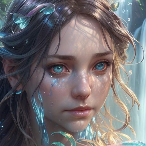 Whimsical Fairy Portrait at a Waterfall