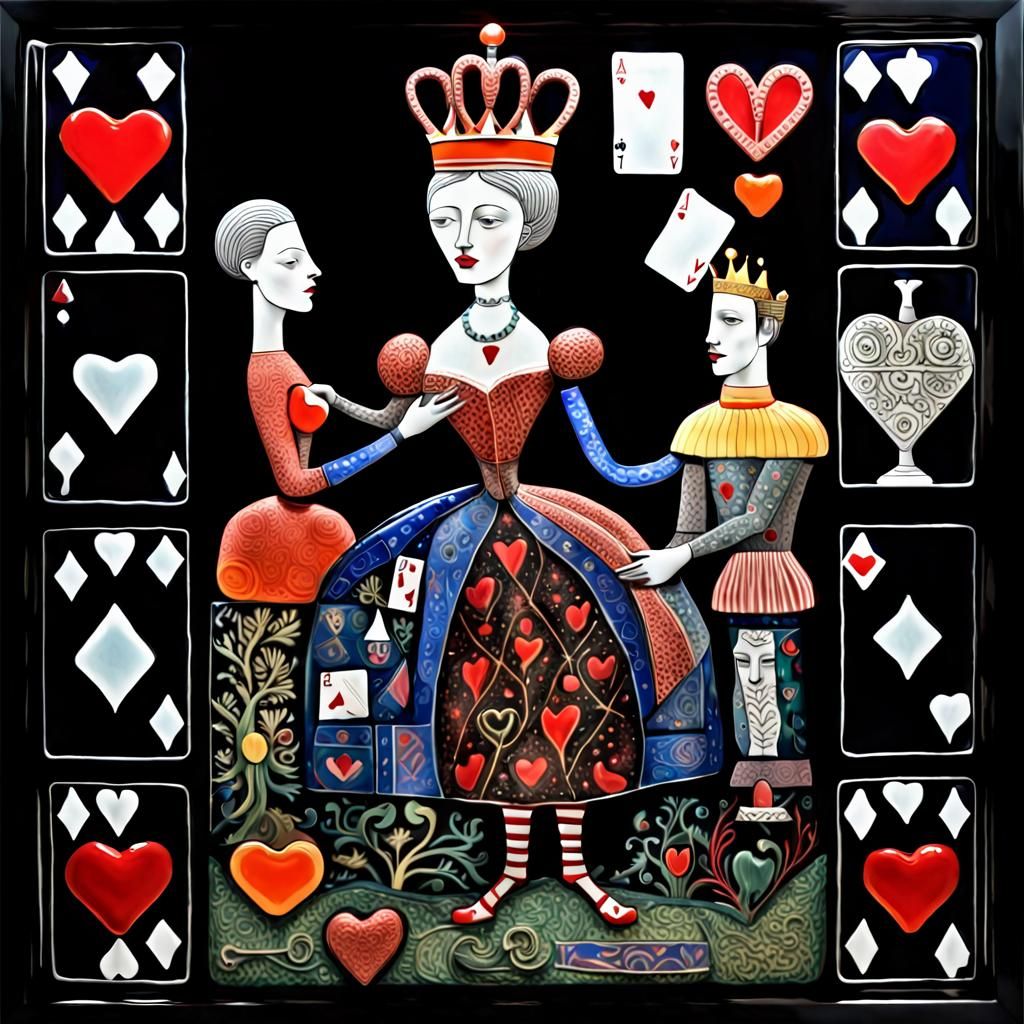 Queen and Jack of Hearts in Surrealist Style