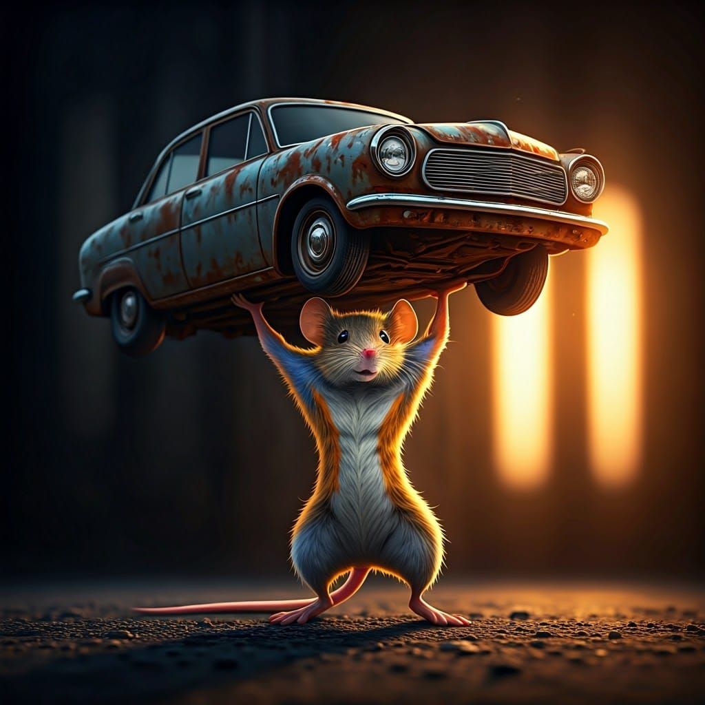 Heroic Mouse in Pulp Comic Book Style