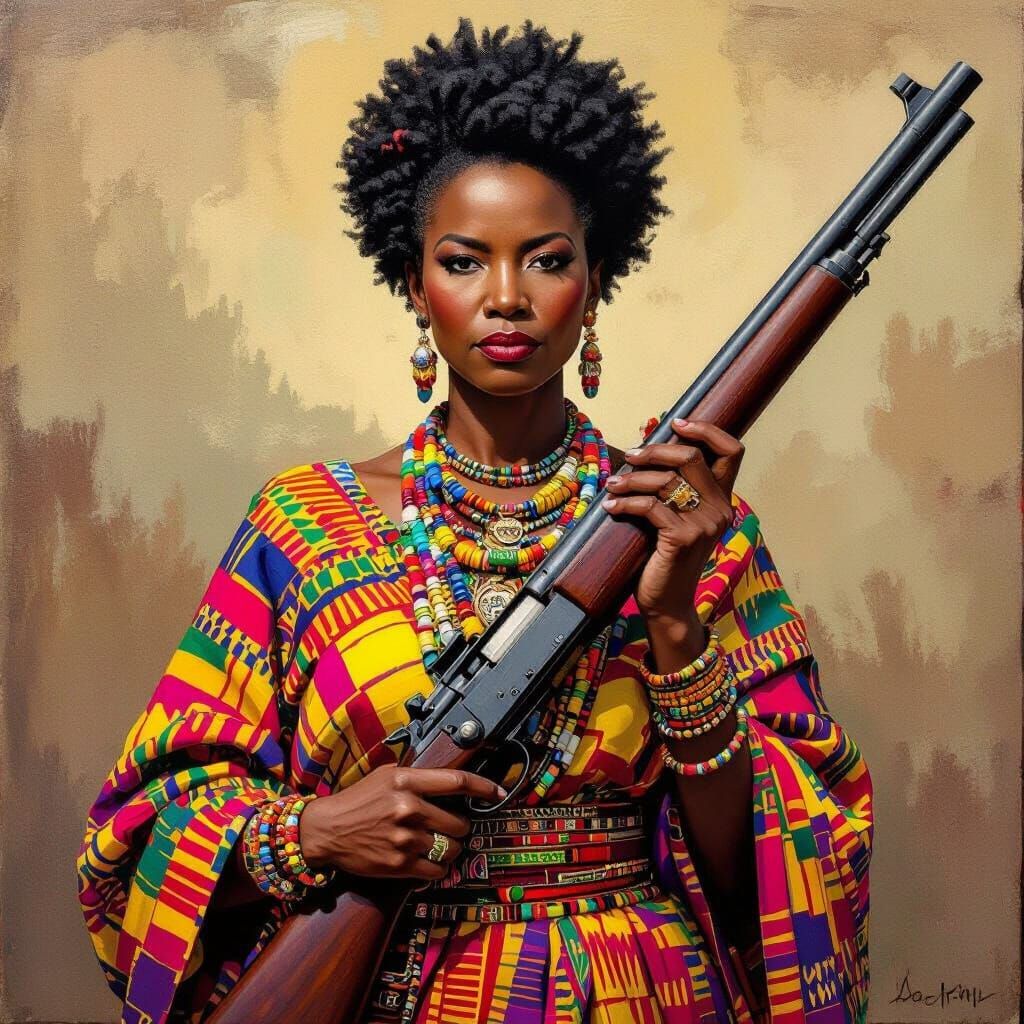 Queen Yaa Asantewaa Portrait in Digital Oil Painting Style