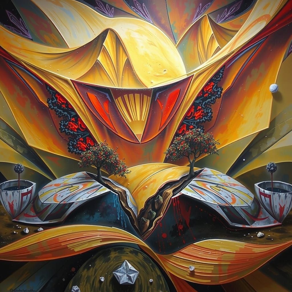 Expressionist Landscape with Deep Triadic Colors