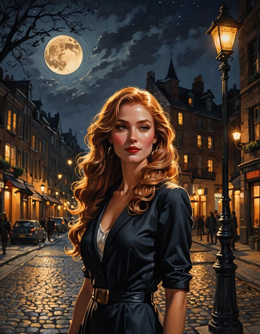 Leather Clad Hitwoman Under the Moonlight