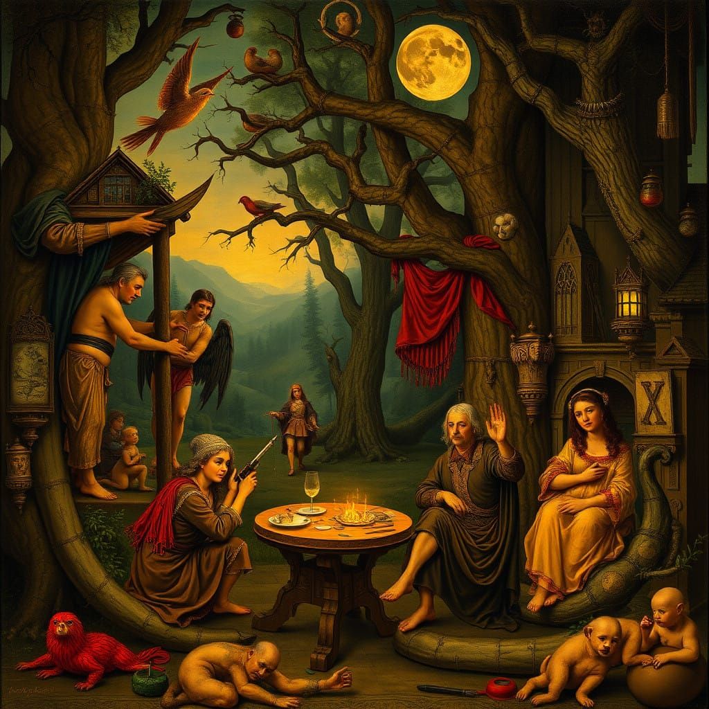 Enchanting Witchpunk Woman Plays Violin in Whimsical Frazett...