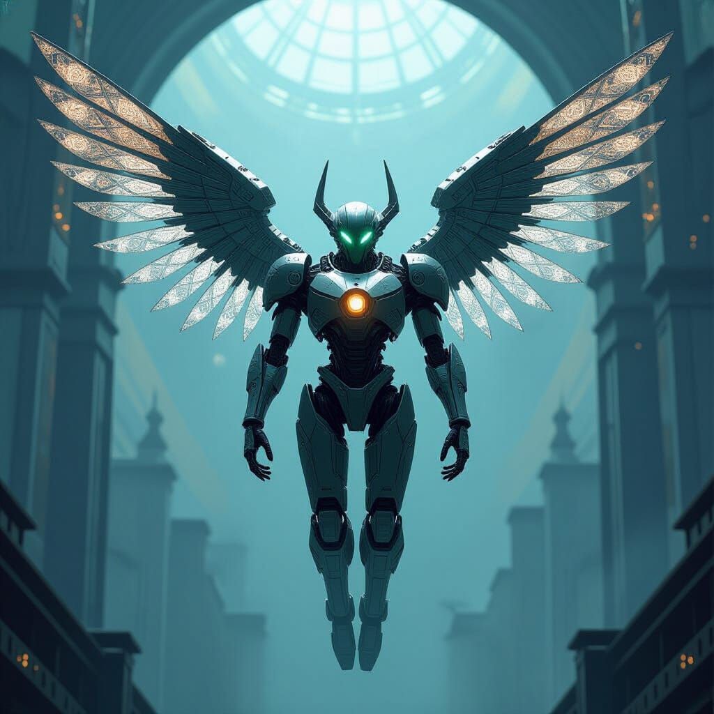 Titanic Mechanoid Zadkiel with Fractal Glyph Wings