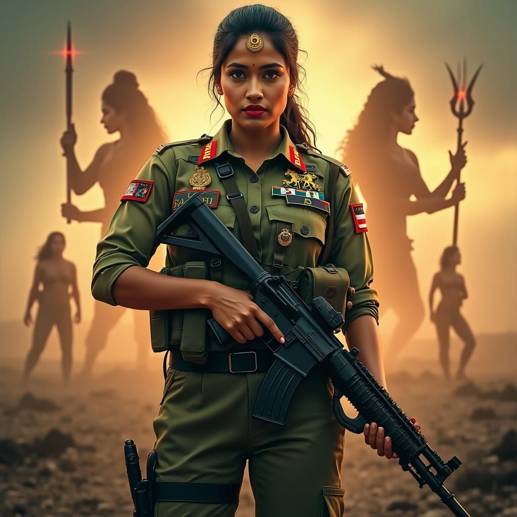 Indian Female Soldier Embodies Fierce Devotion in Stunning U...