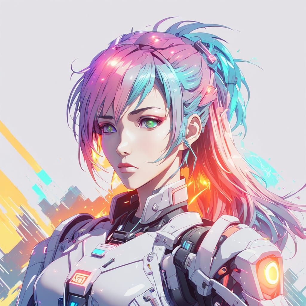 Cyberpunk Anime Girl in Futuristic Cityscape
