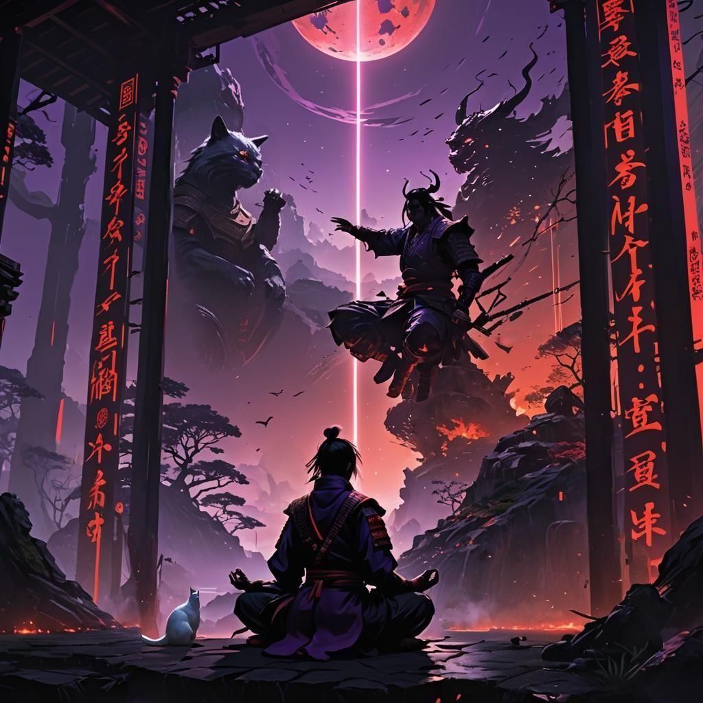 Samurai Meditating Before Fernweh Gaming Screen