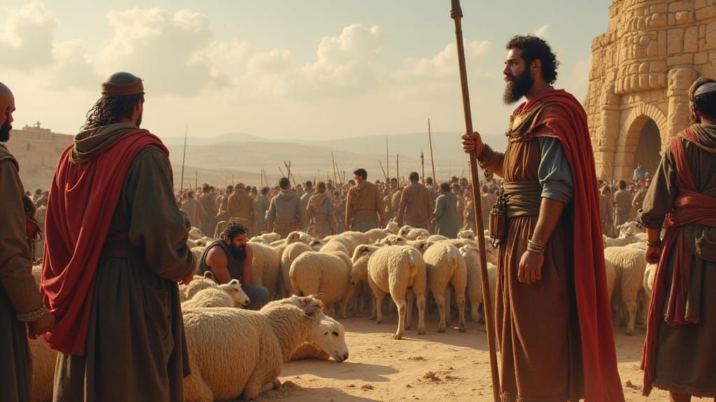 King Saul Surrounded by Ancient Israelites and a Submissive ...