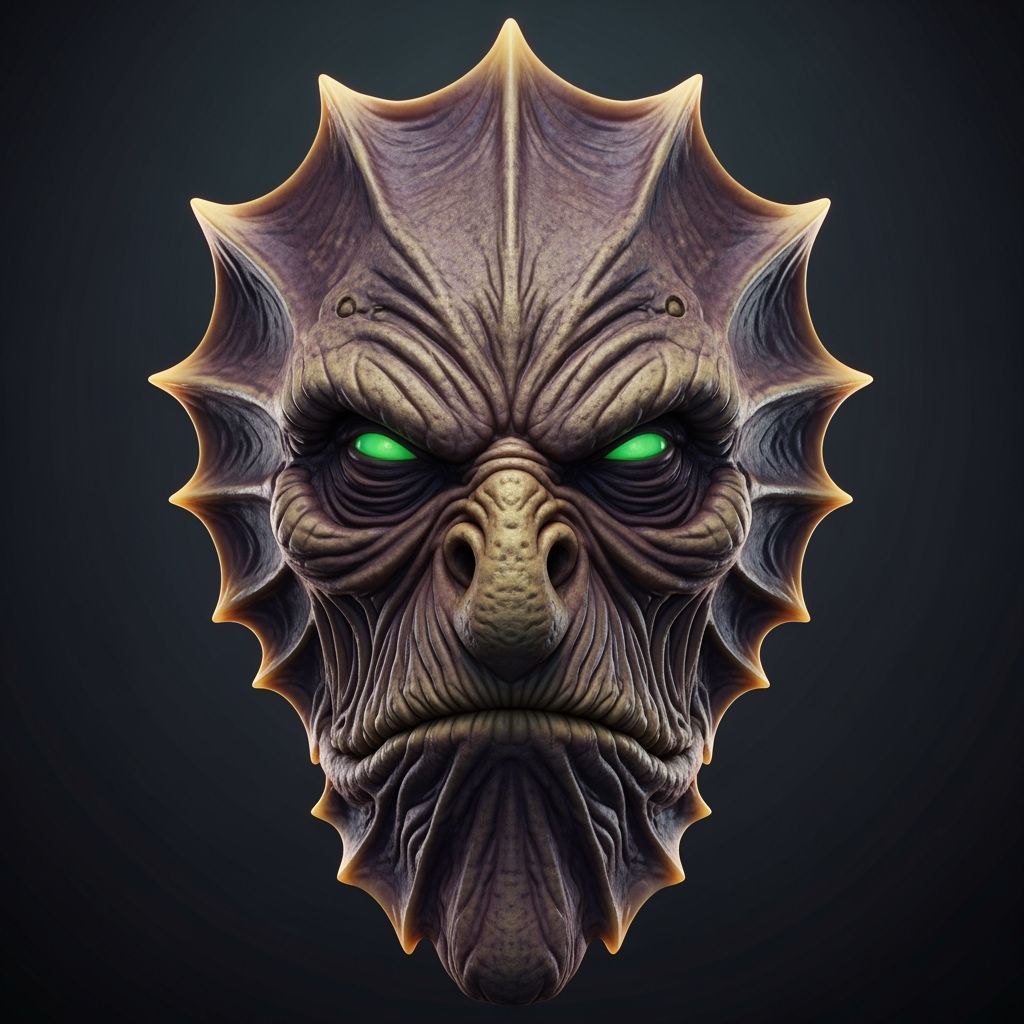 Grotesque Alien Creature Head in 3D Render