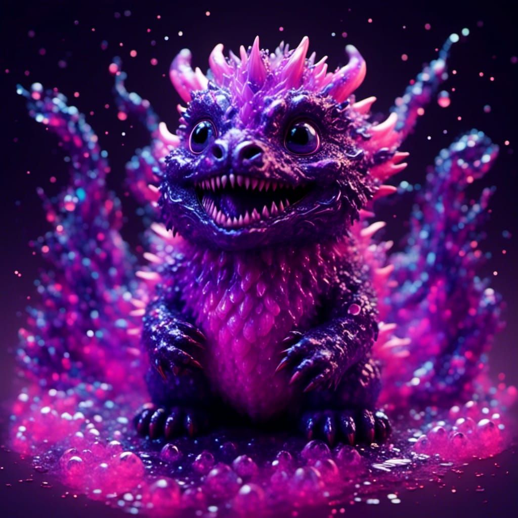 Glowing Bioluminescent Dragon in Slime Spring