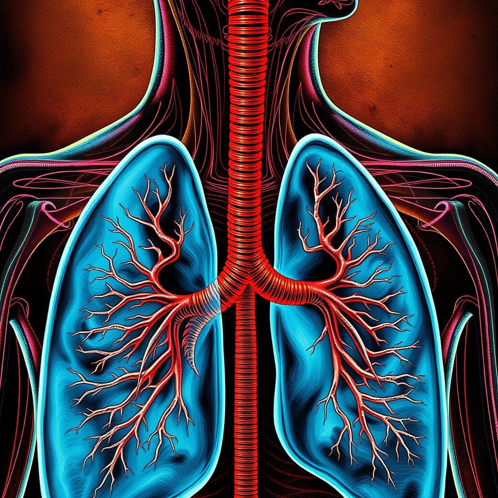 Anatomical Respiratory System Illustration in Futuristic Med...