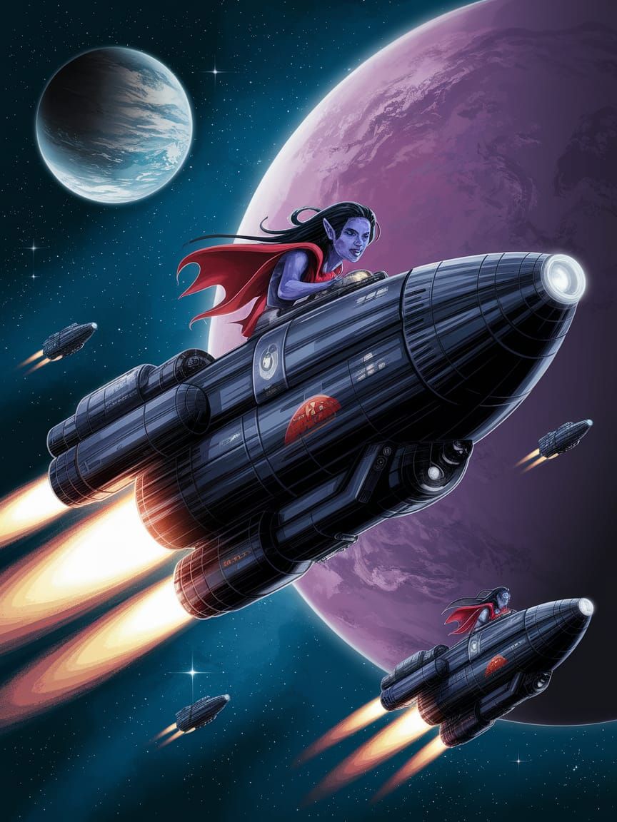 Ethereal Vampires Navigate Cosmic Blackholes in Spacecraft