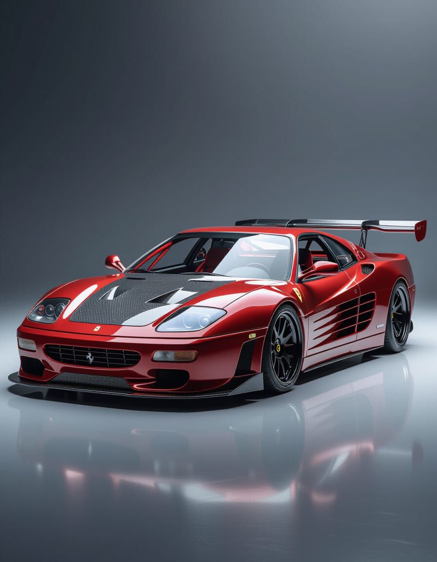 Modified Red Ferrari 355 Sports Car in Studio