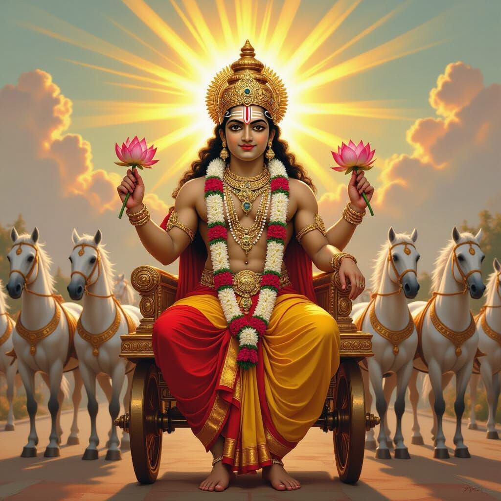 Majestic Sun God Surya Narayana in Temple Art