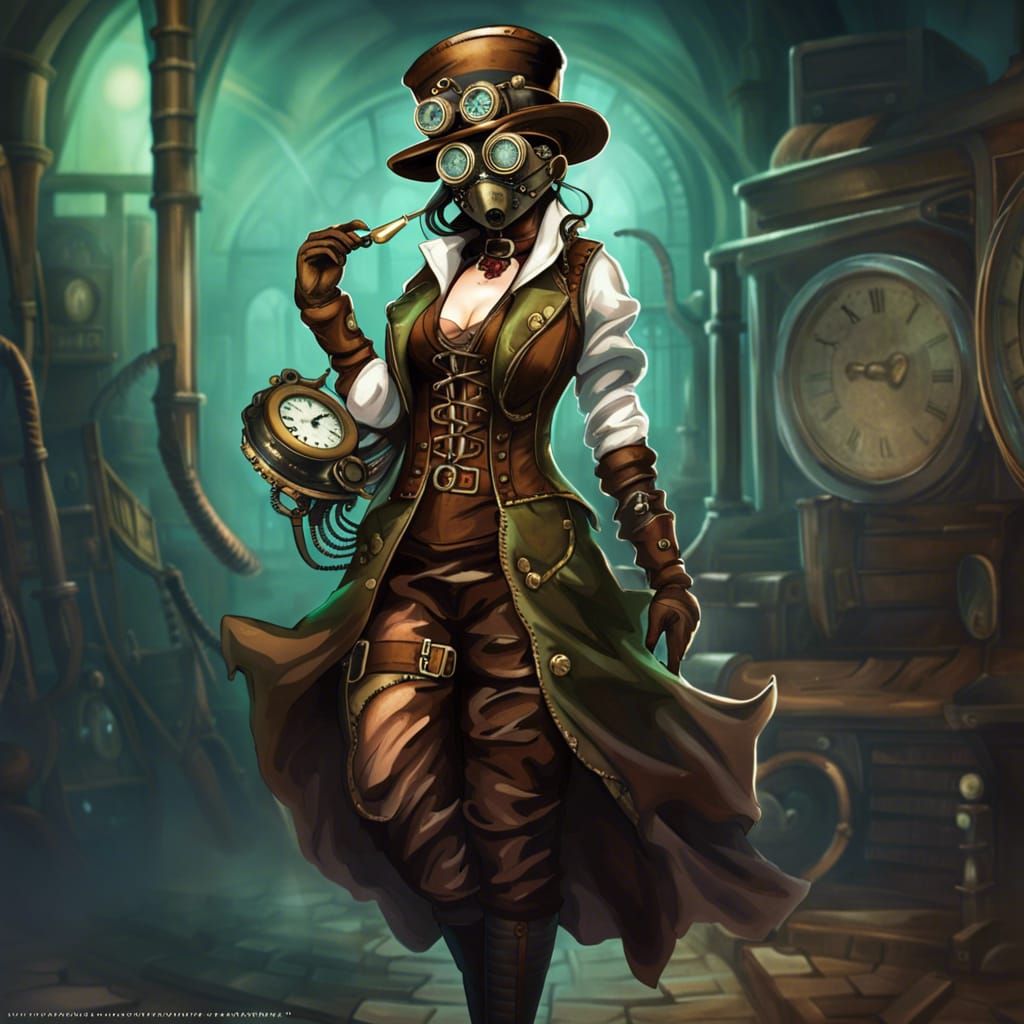Masked Steampunk Doctor: AI Generated Image