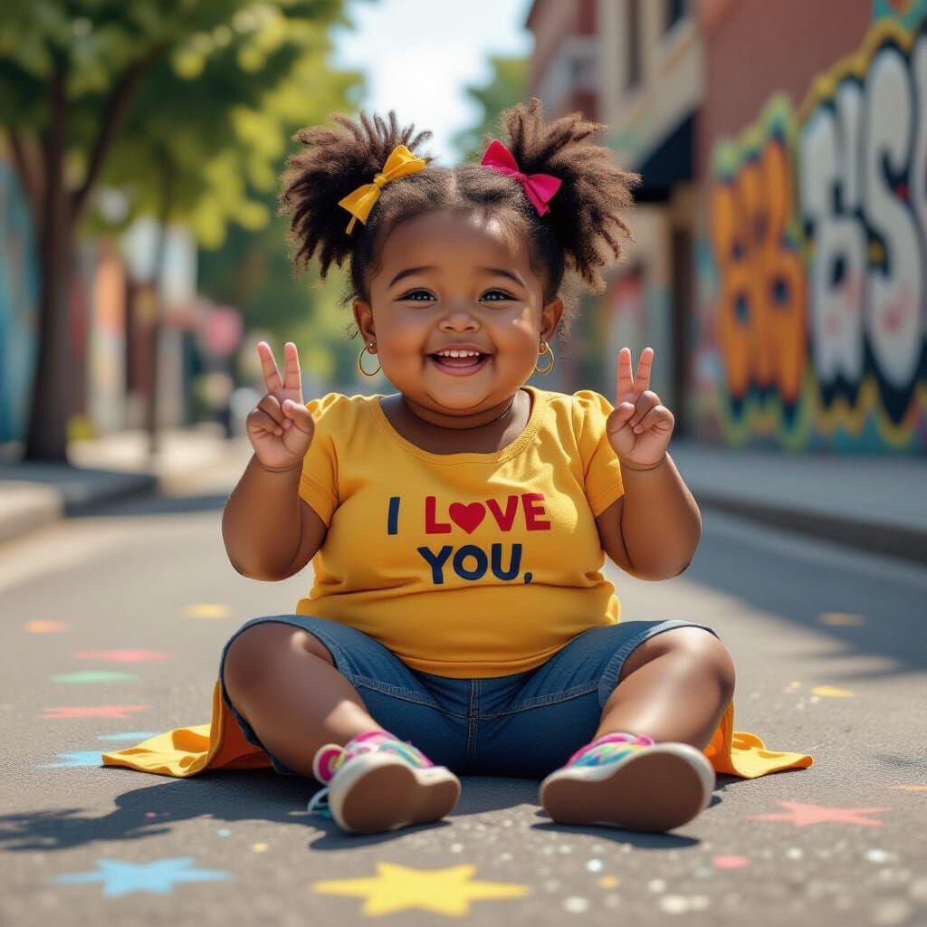 Little Girl Learning ASL in Language Class