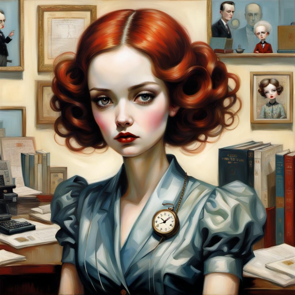 Powerful Woman at the Office with Auburn Waves