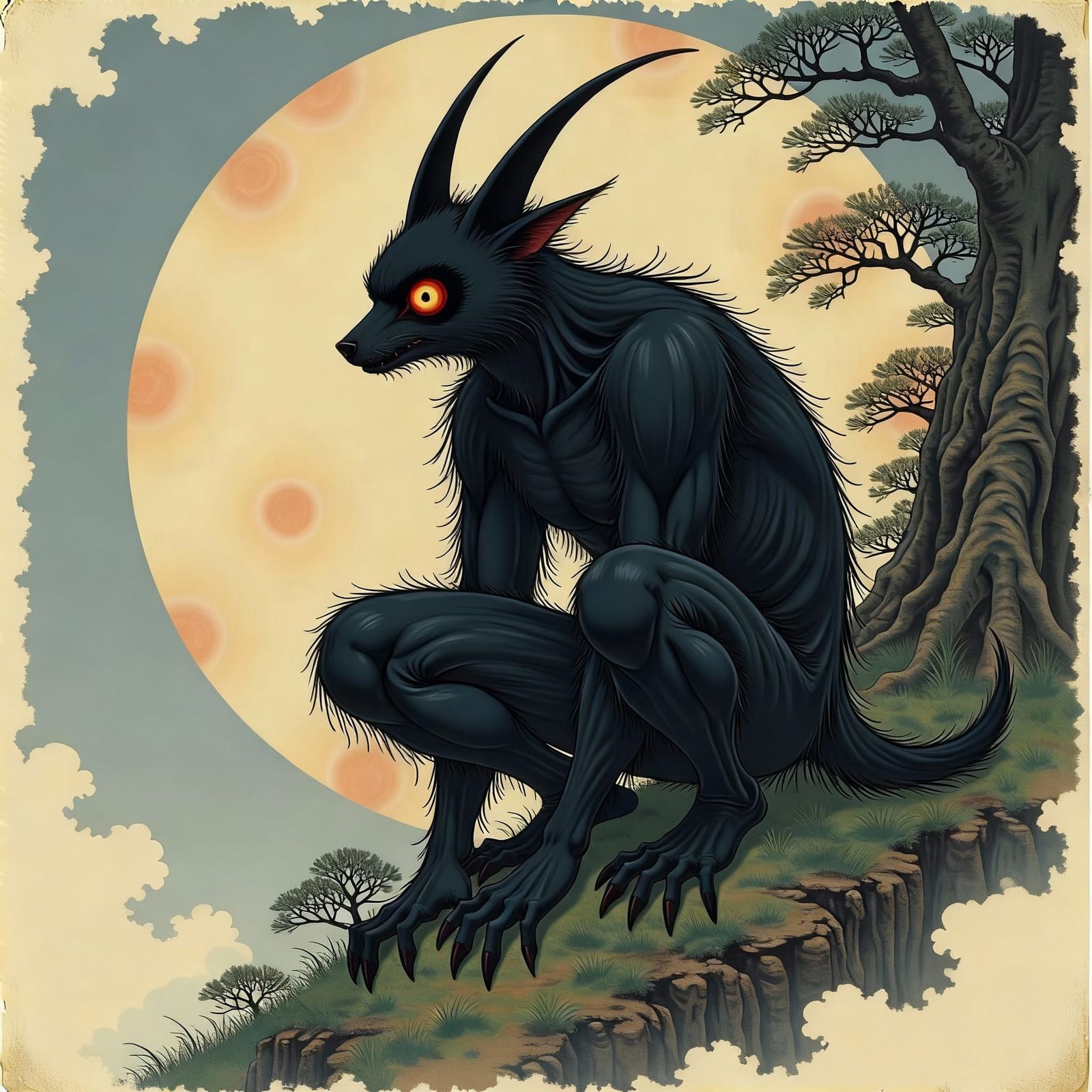 Grimdark Warrior in Japanese Ukiyo-e Style