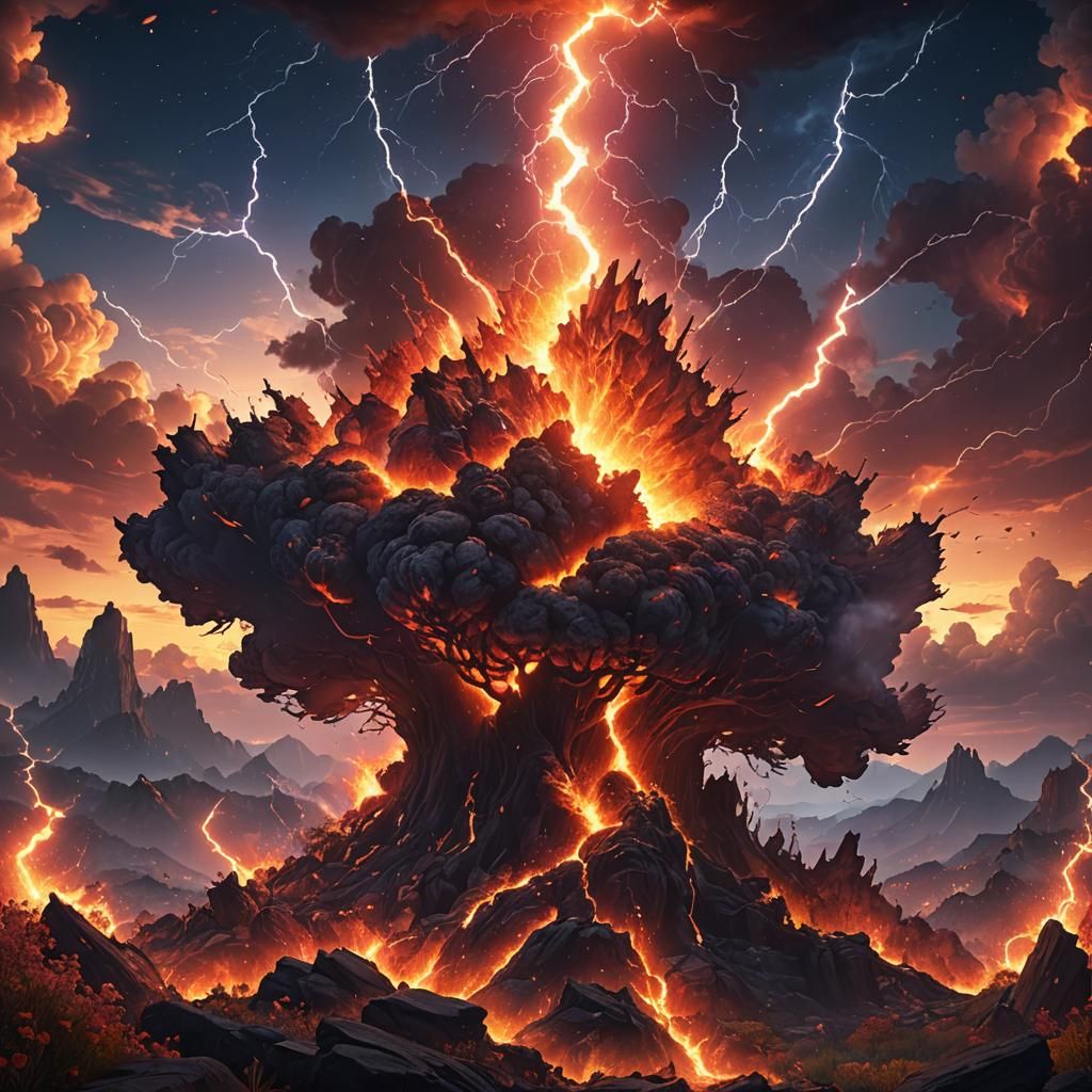 Blooming Fire Under a Night Sky