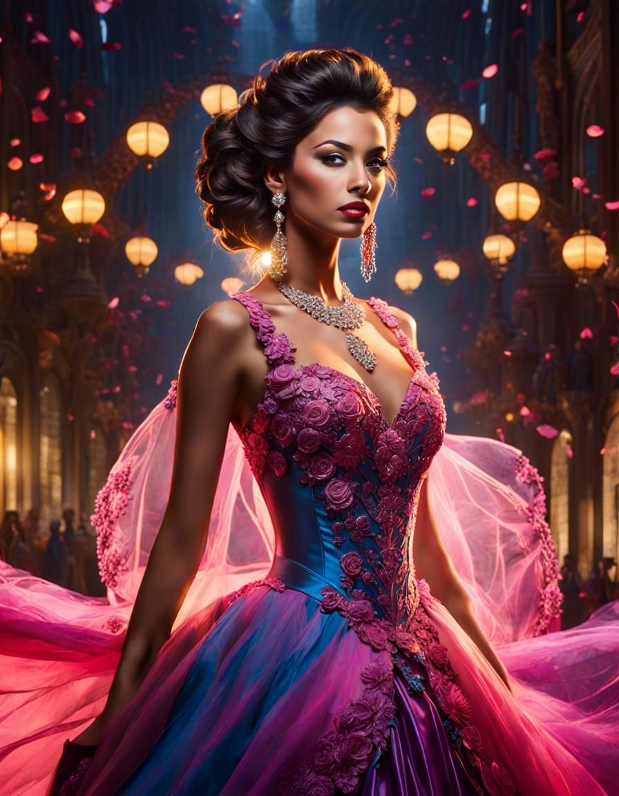 Southern Belle in Liquid Paint Prom Dress