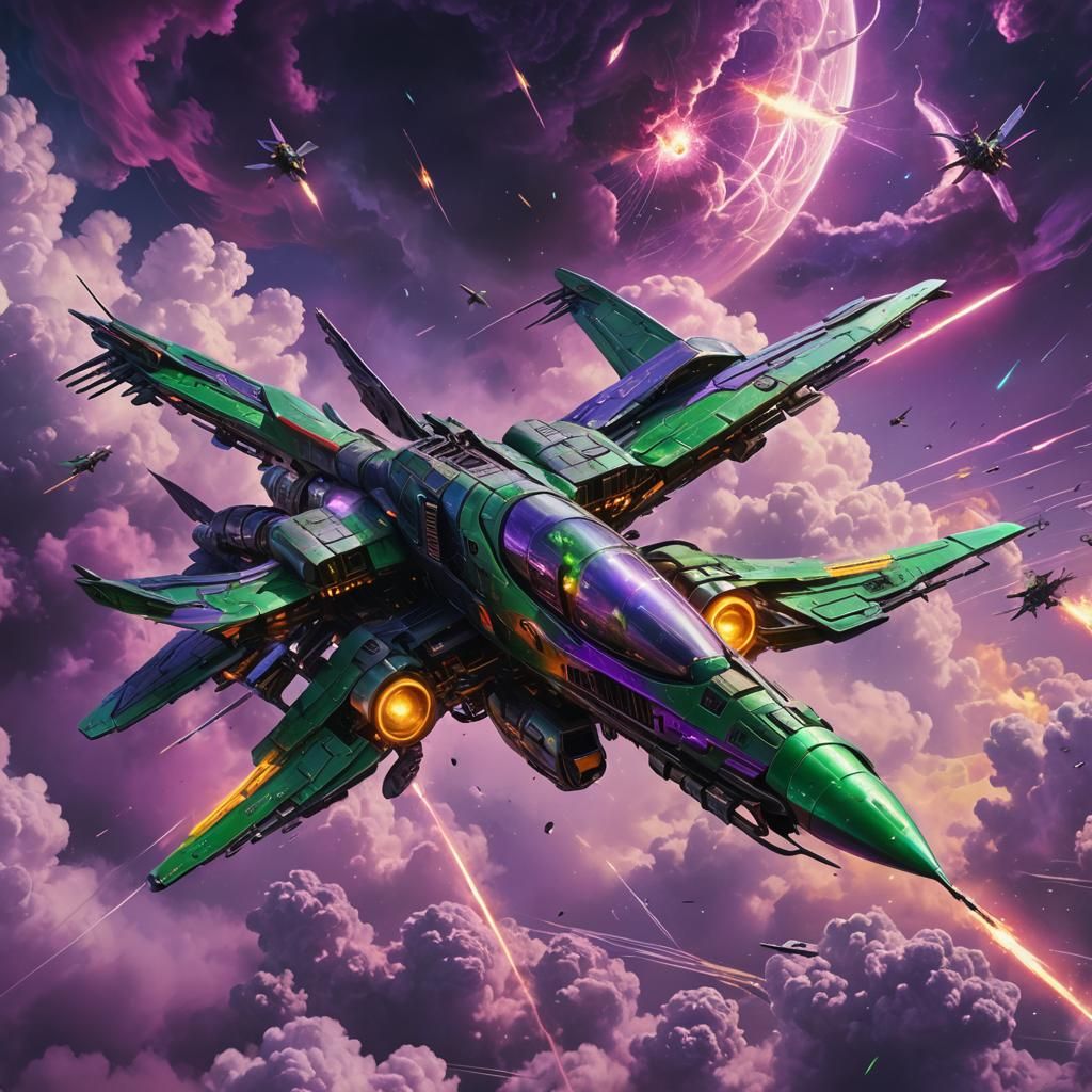 Mantis Fighter in Cyberpunk Cloud Vortex