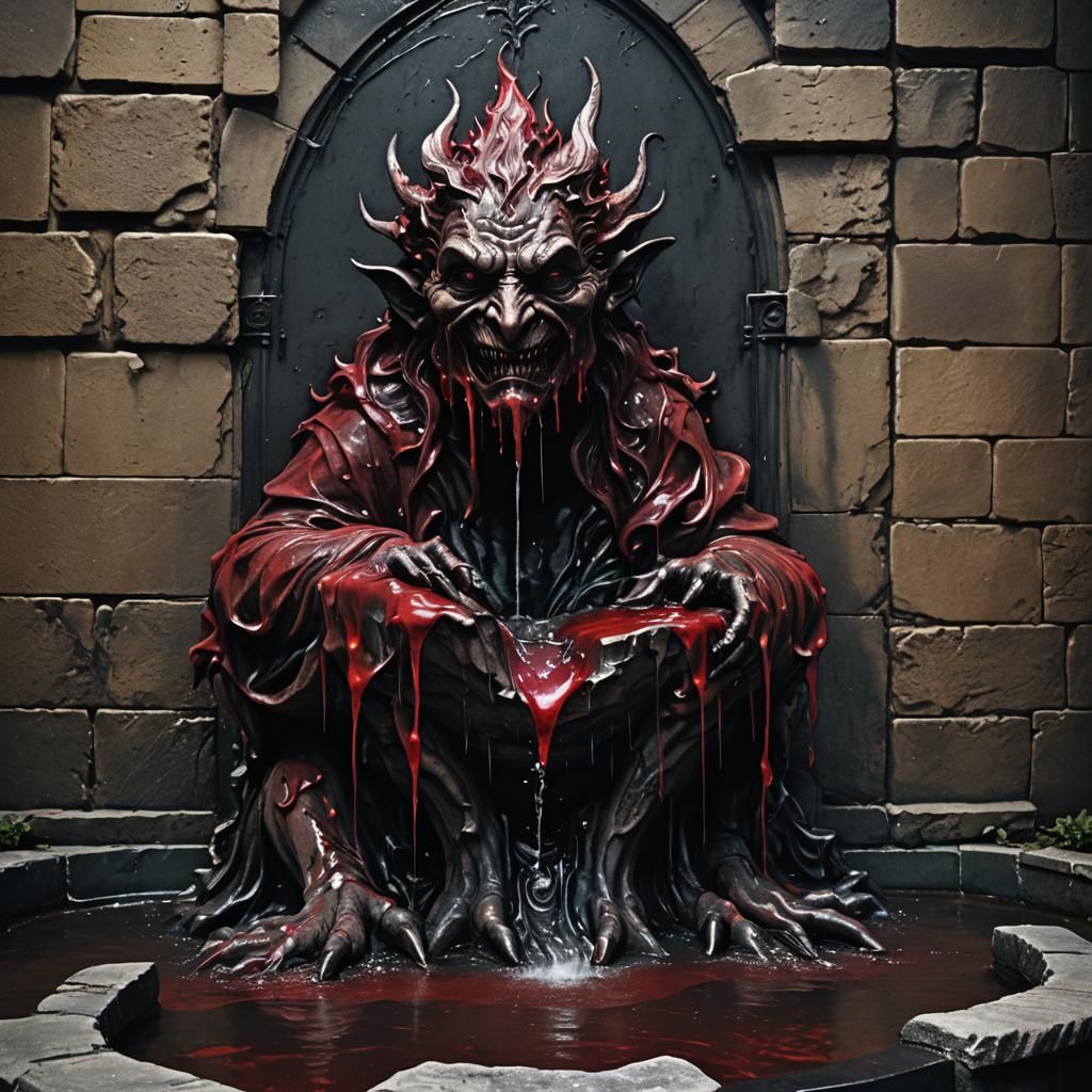 Dark Fantasy Fountain with Red Liquid