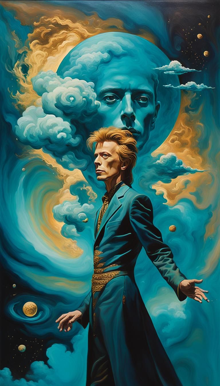 David Bowie as Cloud in Surrealist Turquoise Dreamscape