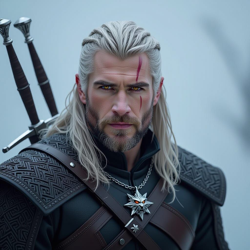 Geralt of Rivia: Dark Fantasy Witcher Portrait