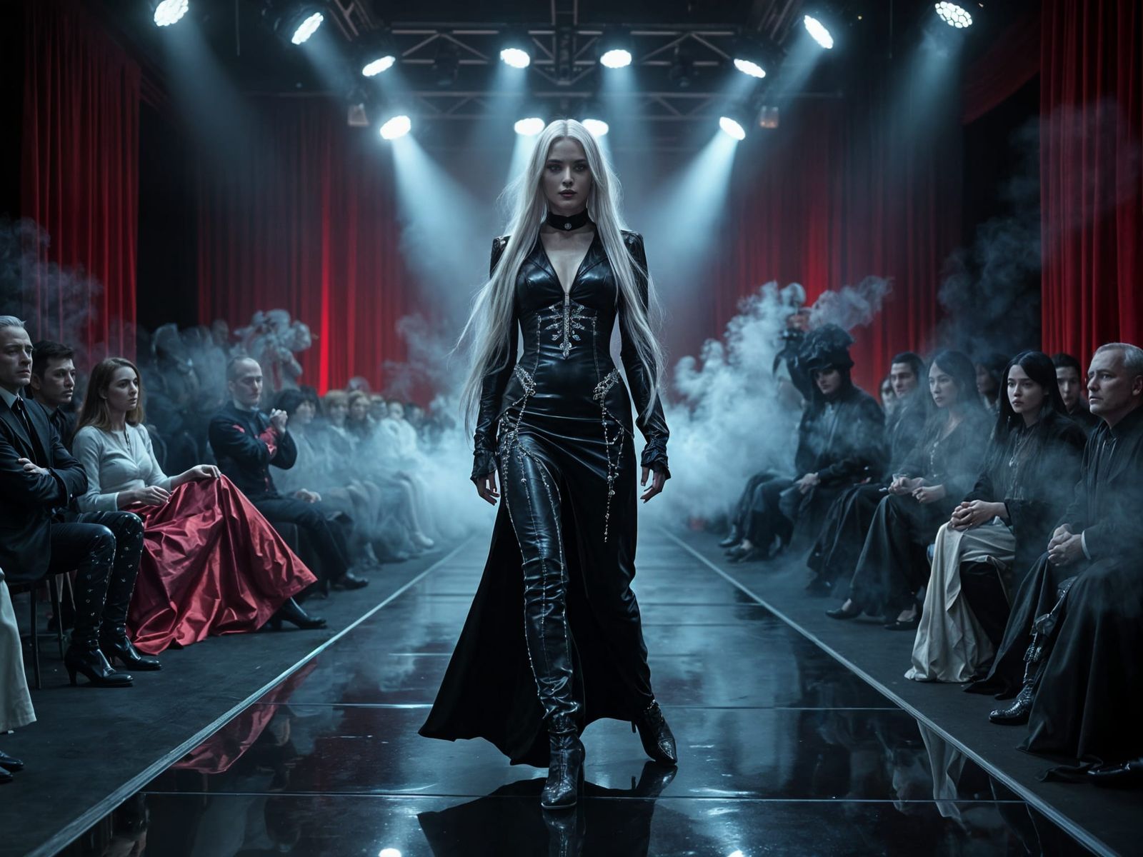 Gothic Model Stuns on Dark, Surreal Catwalk