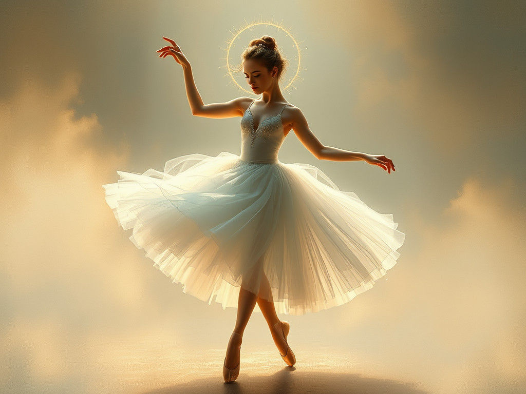 Ethereal Ballerina in Arabesque: Pre-Raphaelite Style