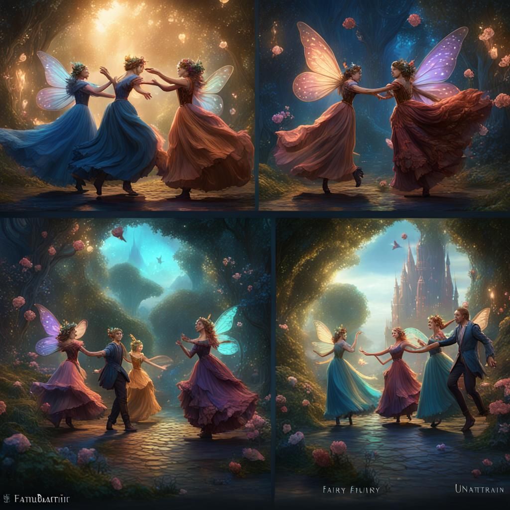 Fairies Waltzing: Detailed Fantasy Art in Deep Color