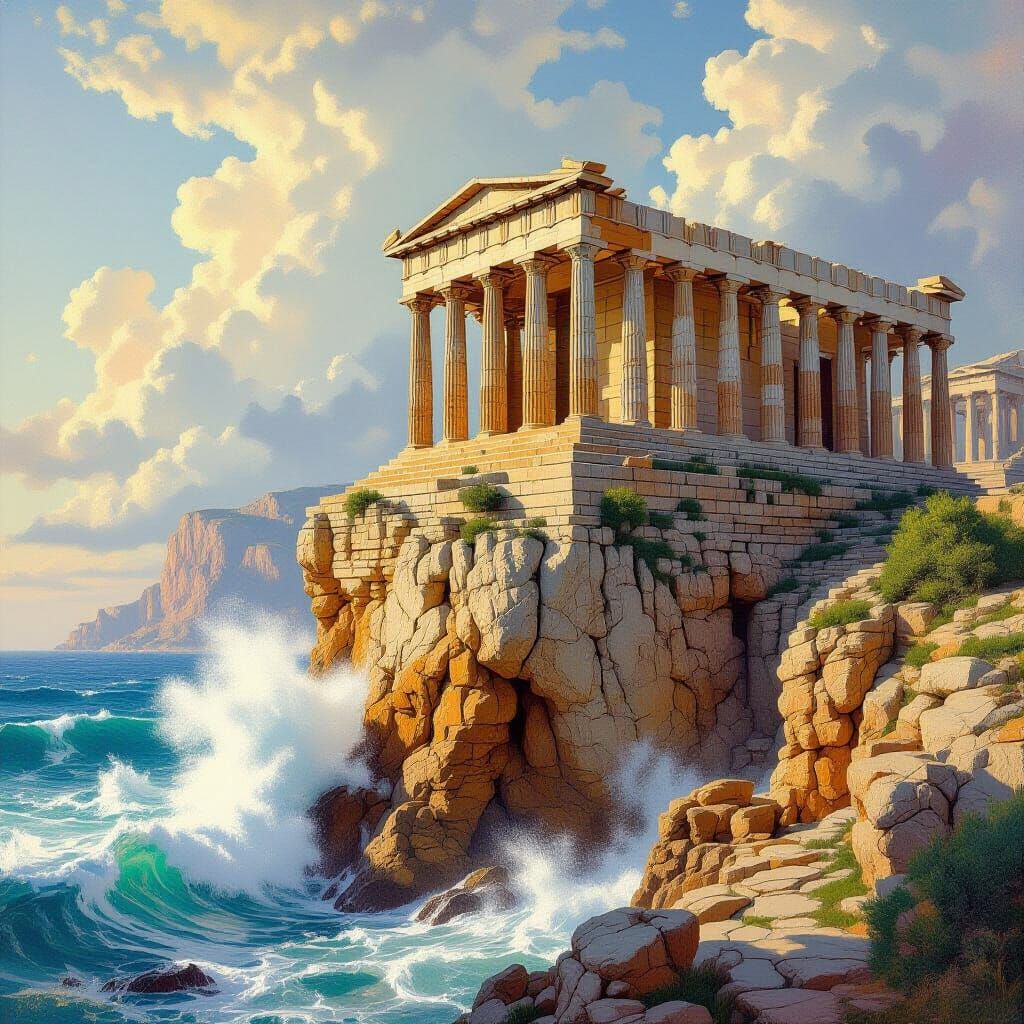 Majestic Temple to Poseidon in Classical Style