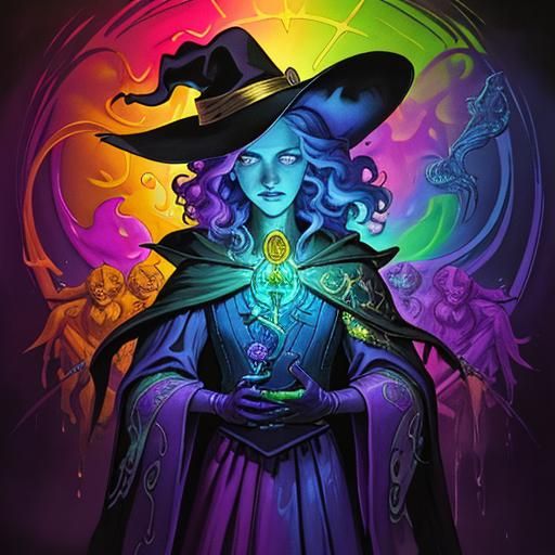 Mystical Alchemist in Graffiti Art Style with Glowing Beaker