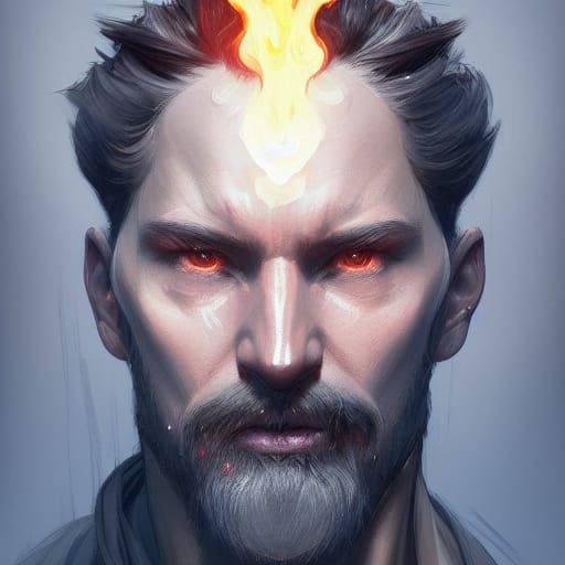 Fiery Mage Portrait in Artstation Style