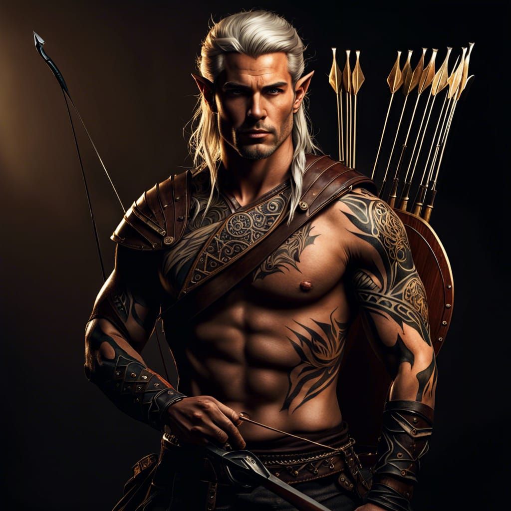 Epic Wood Elf Archer with Tattoos
