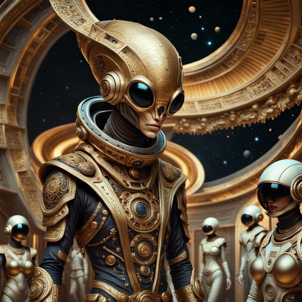 Extraterrestrial Fashion Show in Hyperrealistic Style
